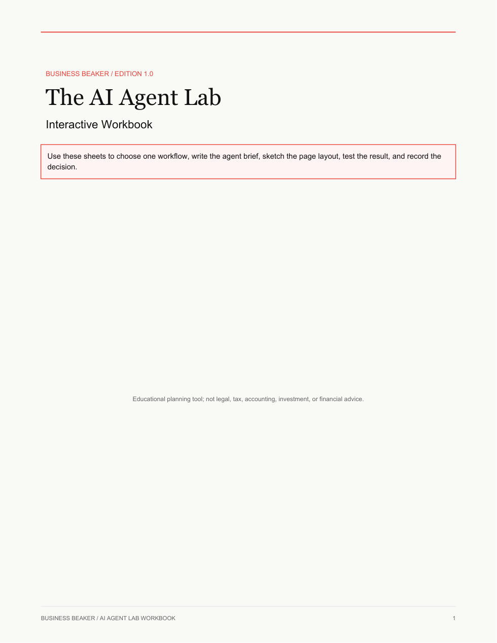 AI Agent Lab workbook cover
